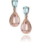 PENDIENTES ORO ROSA Y PIEDRAS