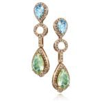 PENDIENTES ORO ROSA Y PIEDRAS